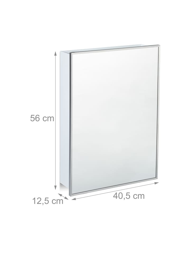 relaxdays Spiegelschrank in Weiß - (B)40,5 x (H)56 x (T)12,5 cm günstig kaufen onesize