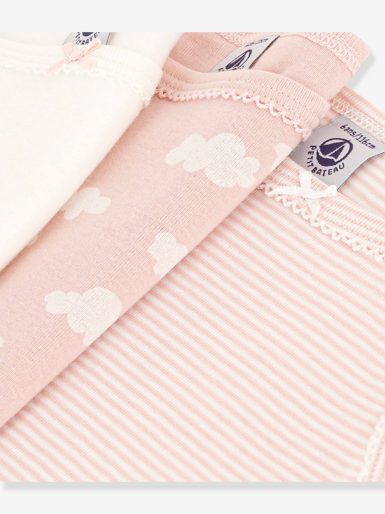 Petit Bateau 3er-Pack Mädchen Unterhemden PETIT BATEAU - hellrosa
