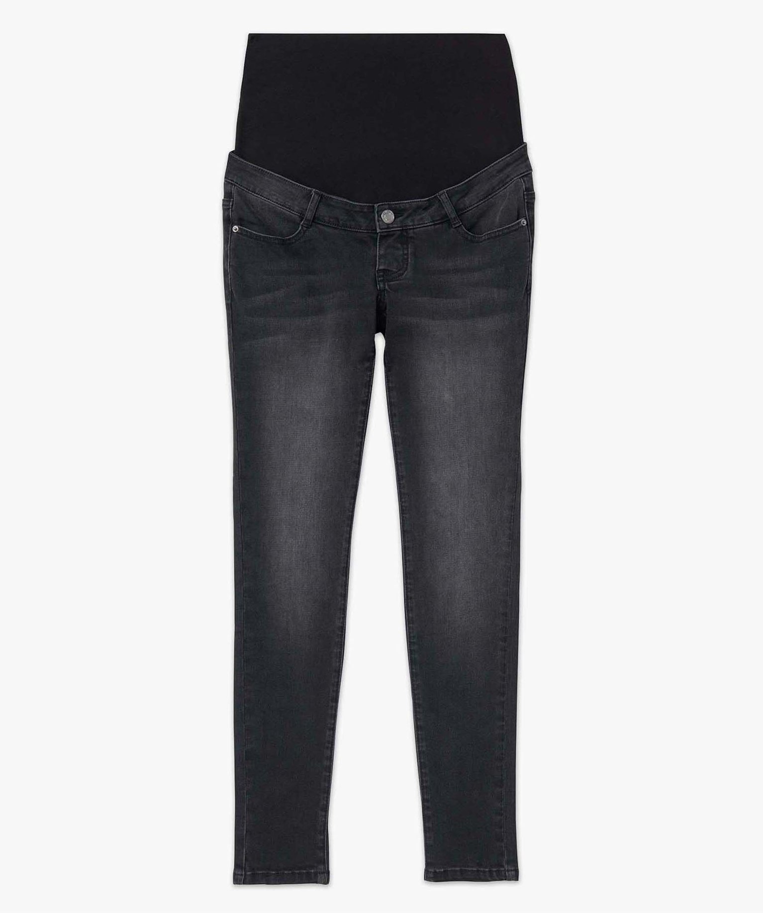 Jean de grossesse coupe Skinny avec bandeau haut noir | GEMO