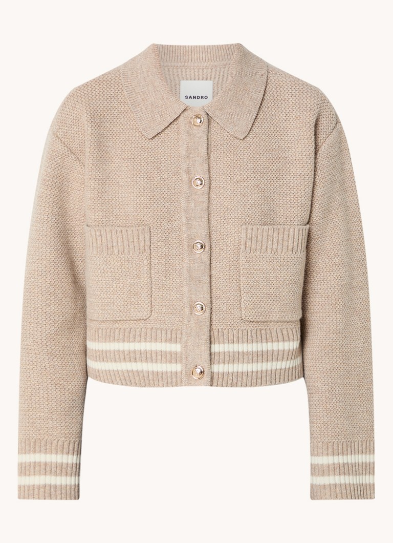 Sandro Fine-knit wool cardigan with patch pockets