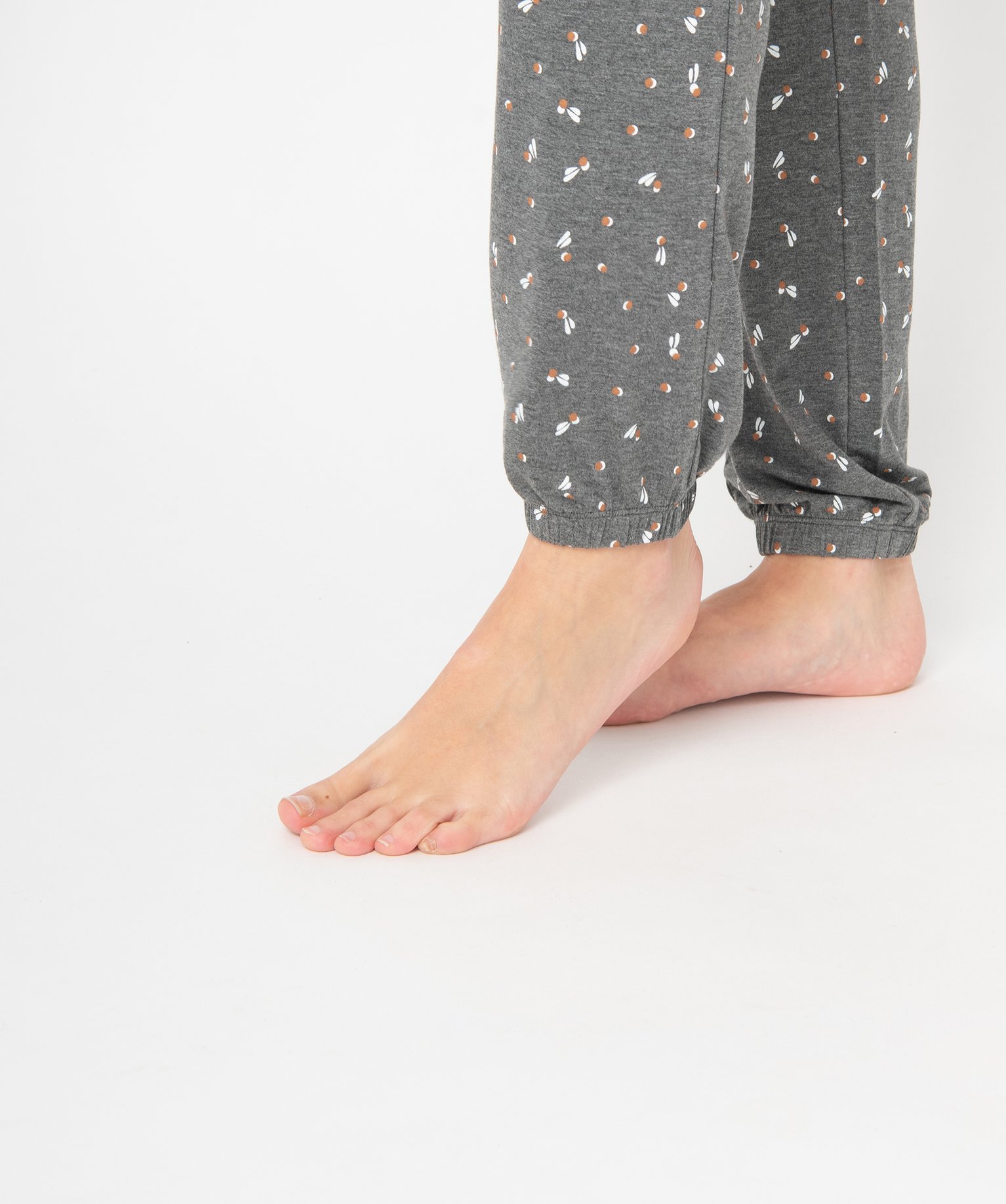 Pantalon de pyjama femme en maille fine avec bas resserré imprime | GEMO