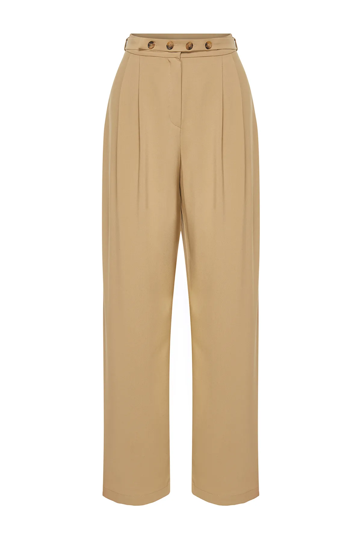 Trendyol Collection  Nerzfarbene Hose mit geradem Schnitt und Gürteldetail TWOSS24PL00023