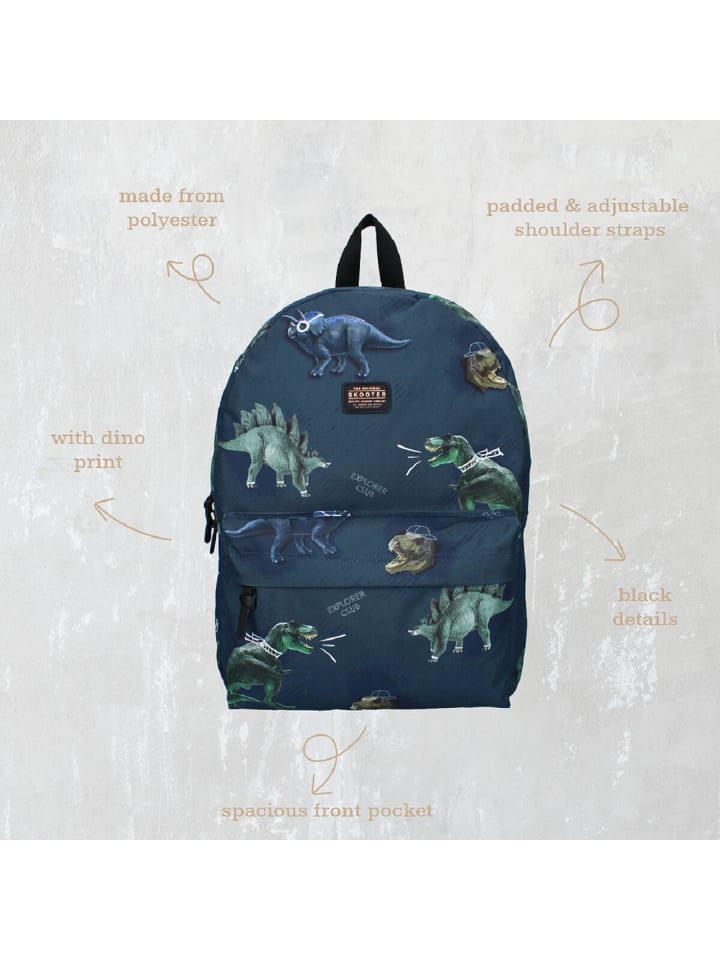 COFI 1453 Skooter Dino Kinderrucksack – Verstärkt &gepolsterten Gurten in Blau günstig kaufen 39 cm