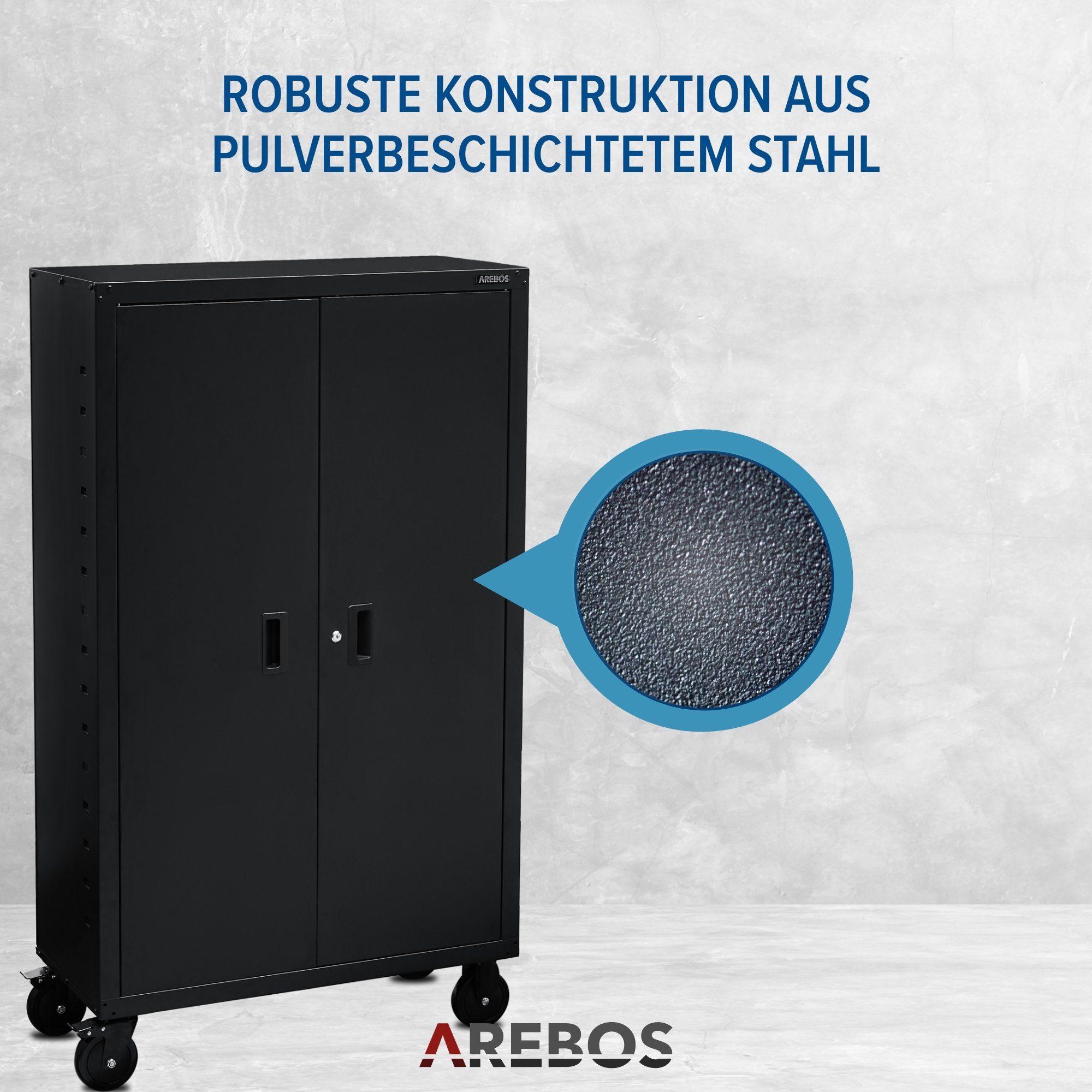 Arebos Aktenschrank Büroschrank Materialschrank Stahlschrank (Stück, schwarz)