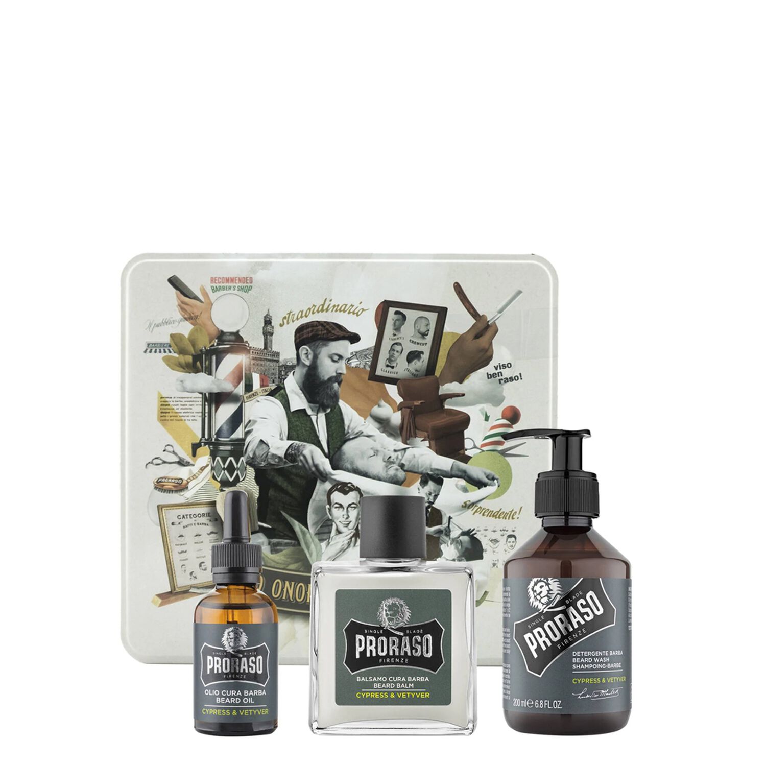 Proraso Barbe Cypress & Vetyver Coffret Shampooing Barbe 200 ml + 2 Produits