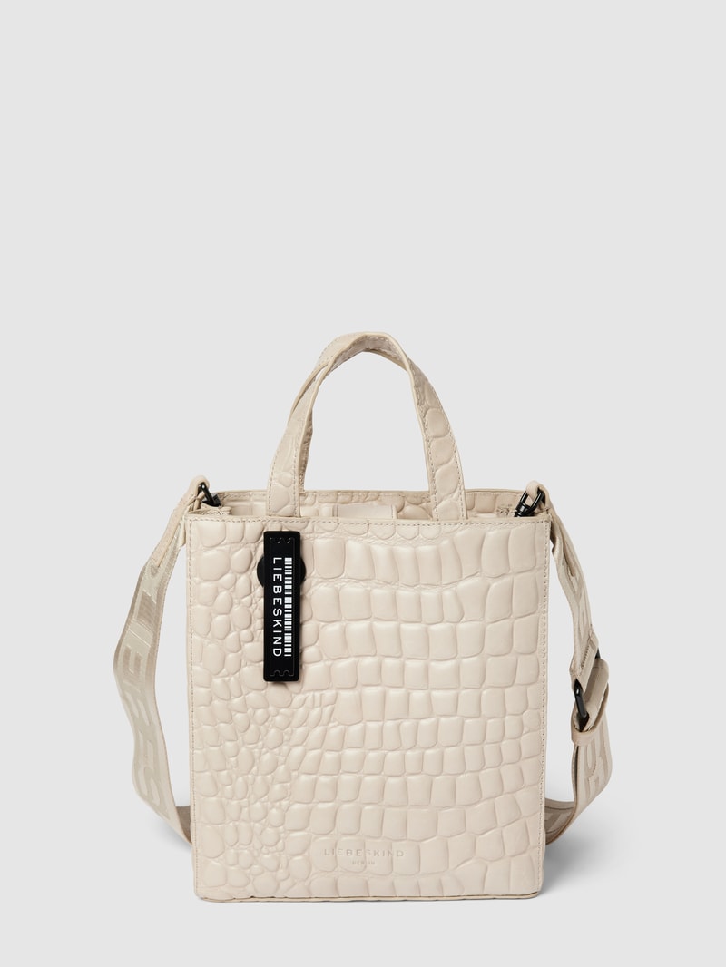 Tote Bag mit Label-Applikation Modell 'Paper' in offwhite