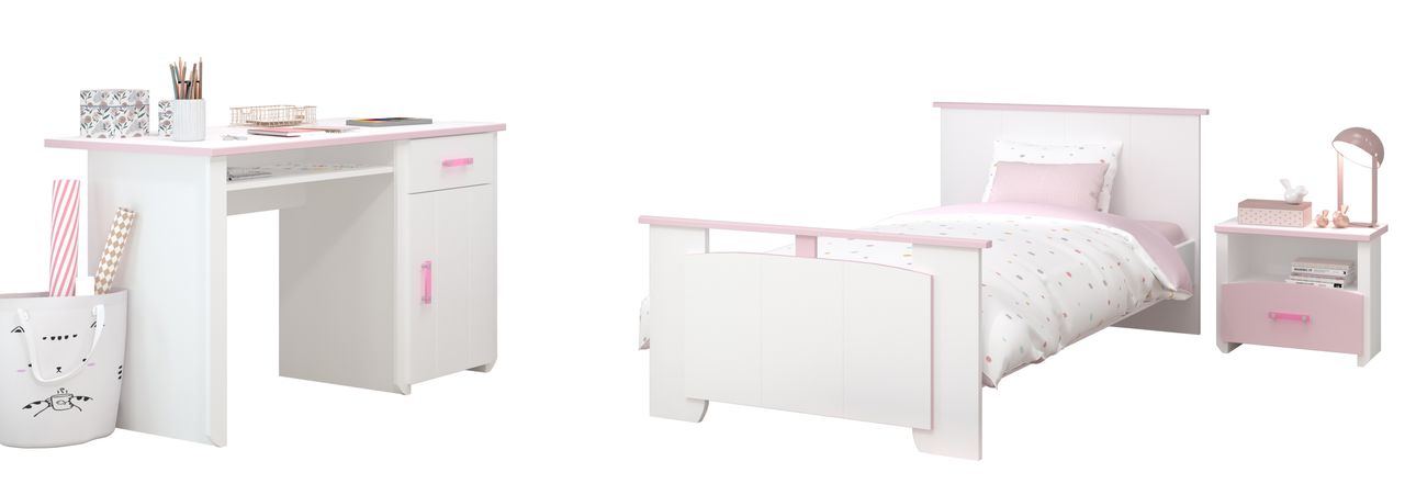 Parisot Kinderzimmer, Biotiful 15, 3-tlg., Weiss / Rosa