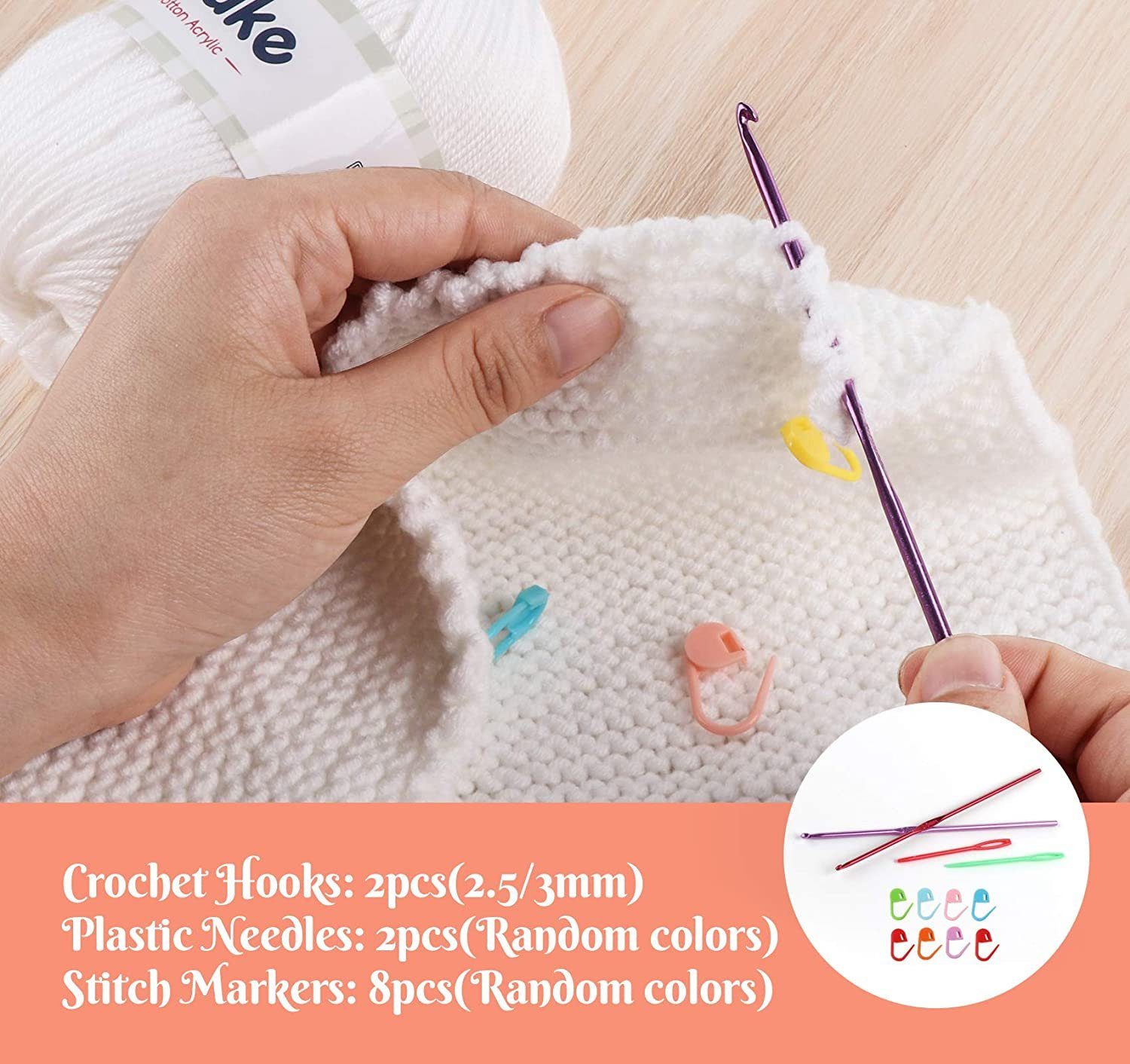 Homewit Premium Garn Wolle Zum Stricken, Bunt Acrywolle Zum Häkeln Häkelwolle, (Set, 10-St), Polyacryl Häkelgarn Baumwollgarn Dicke Wolle