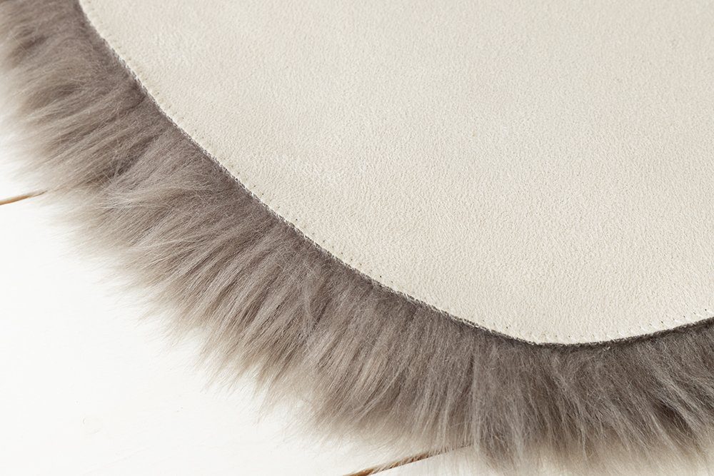 Fellteppich DOLLY 85x50cm grau, riess-ambiente, oval, Wohnzimmer · Faux-Fur · Kunstfell · Schlafzimmer