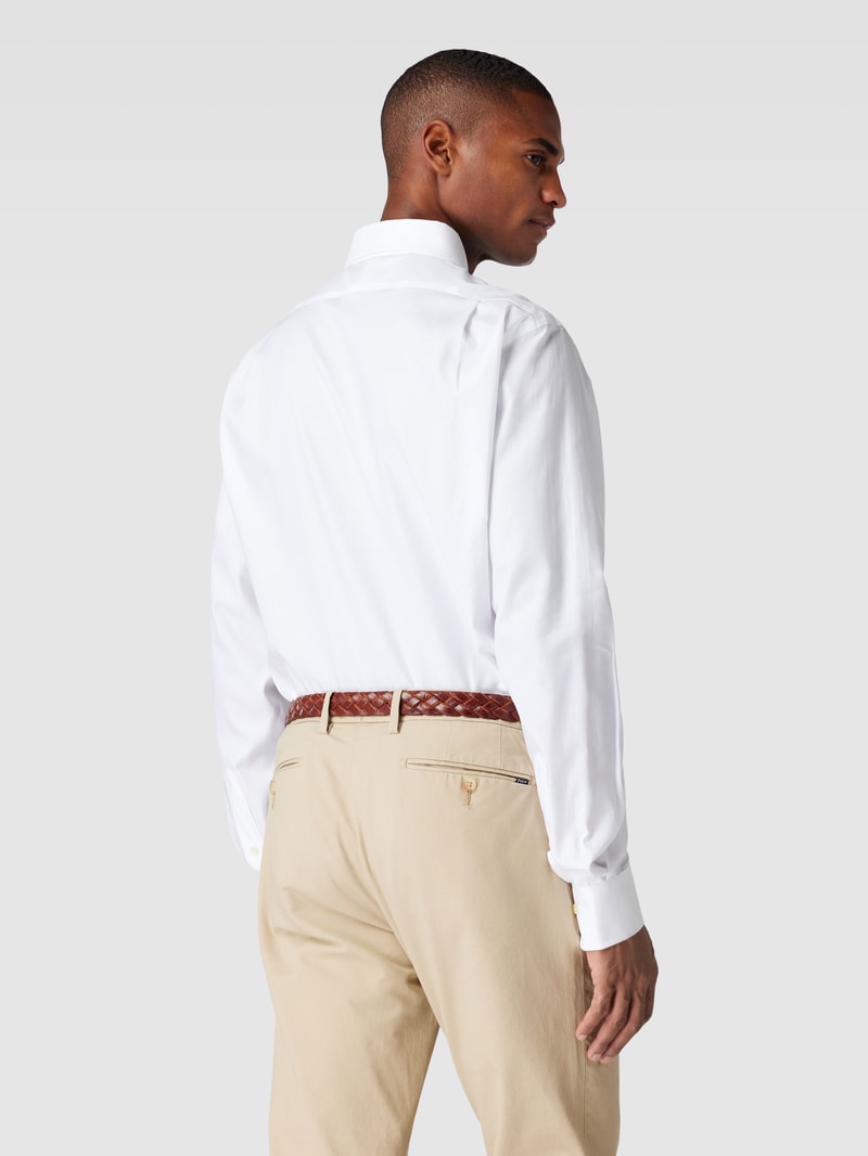 Slim Fit Business-Hemd mit Logo-Stitching in weiß