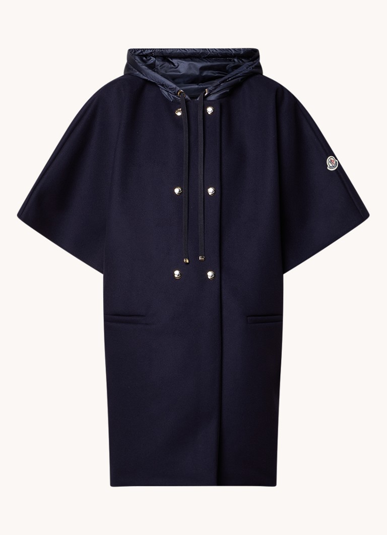 Palton Moncler din amestec de lână virgină cu glugă