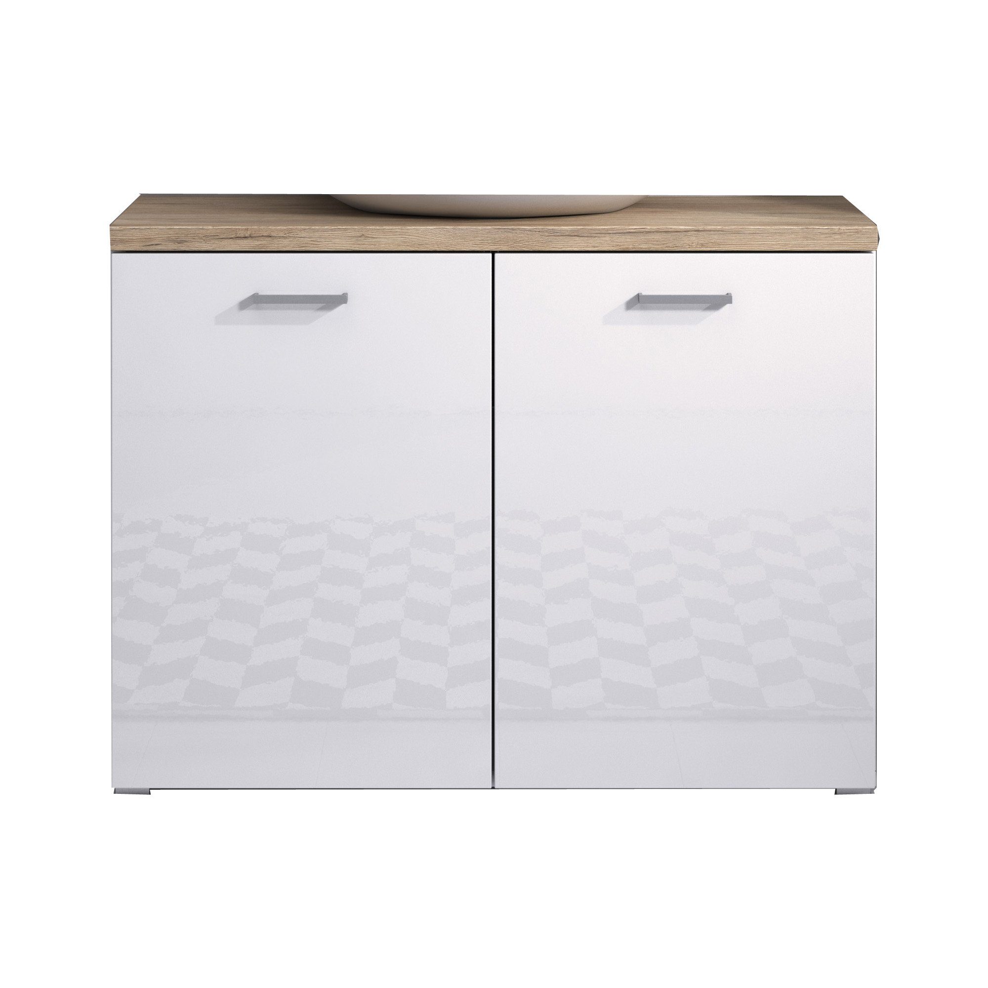 inter Badmöbel-Set Badezimmermöbel Komplettes Badmöbel Set Prag 5 tlg. Hochglanz Weiss