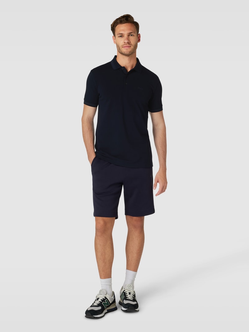 Regular Fit Poloshirt mit Label-Stitching Modell 'PADDY' in marineblau