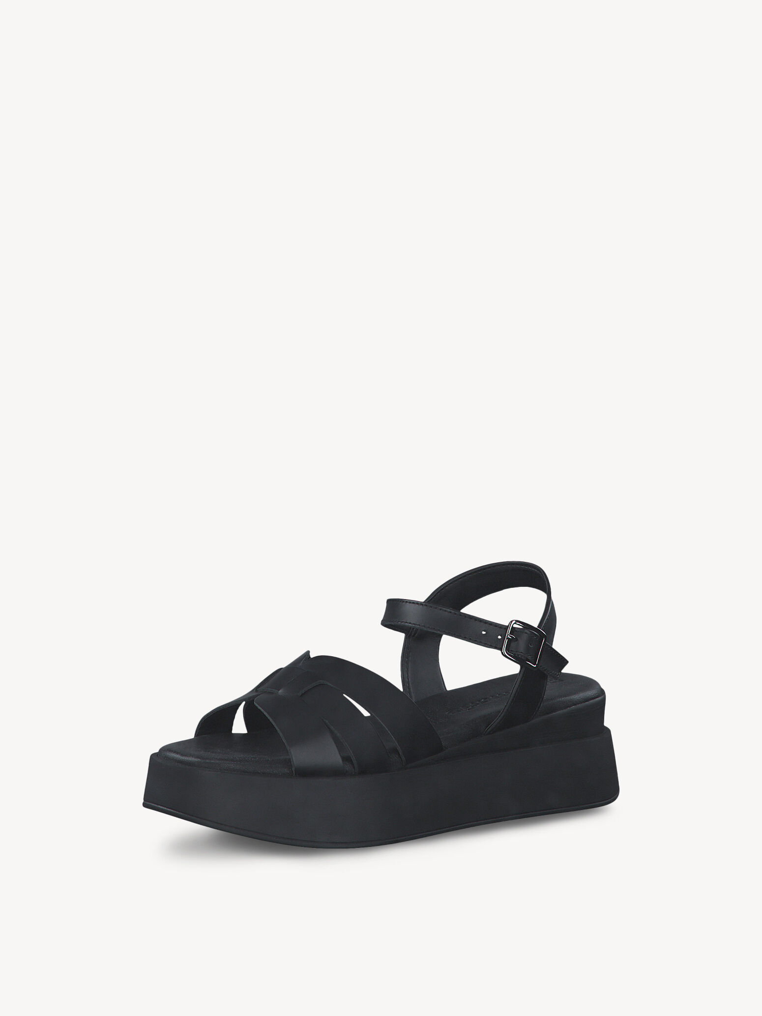Sandale à talon en cuir - noir
