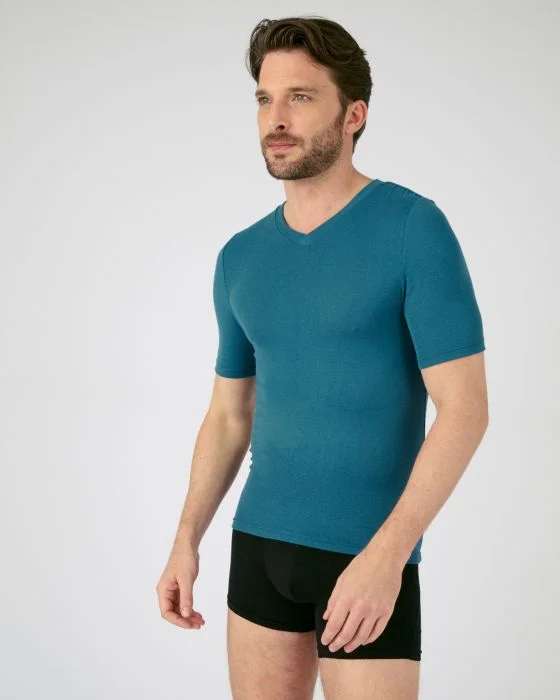 T-shirt col V fine côte Thermolactyl Sensitive, manches courtes