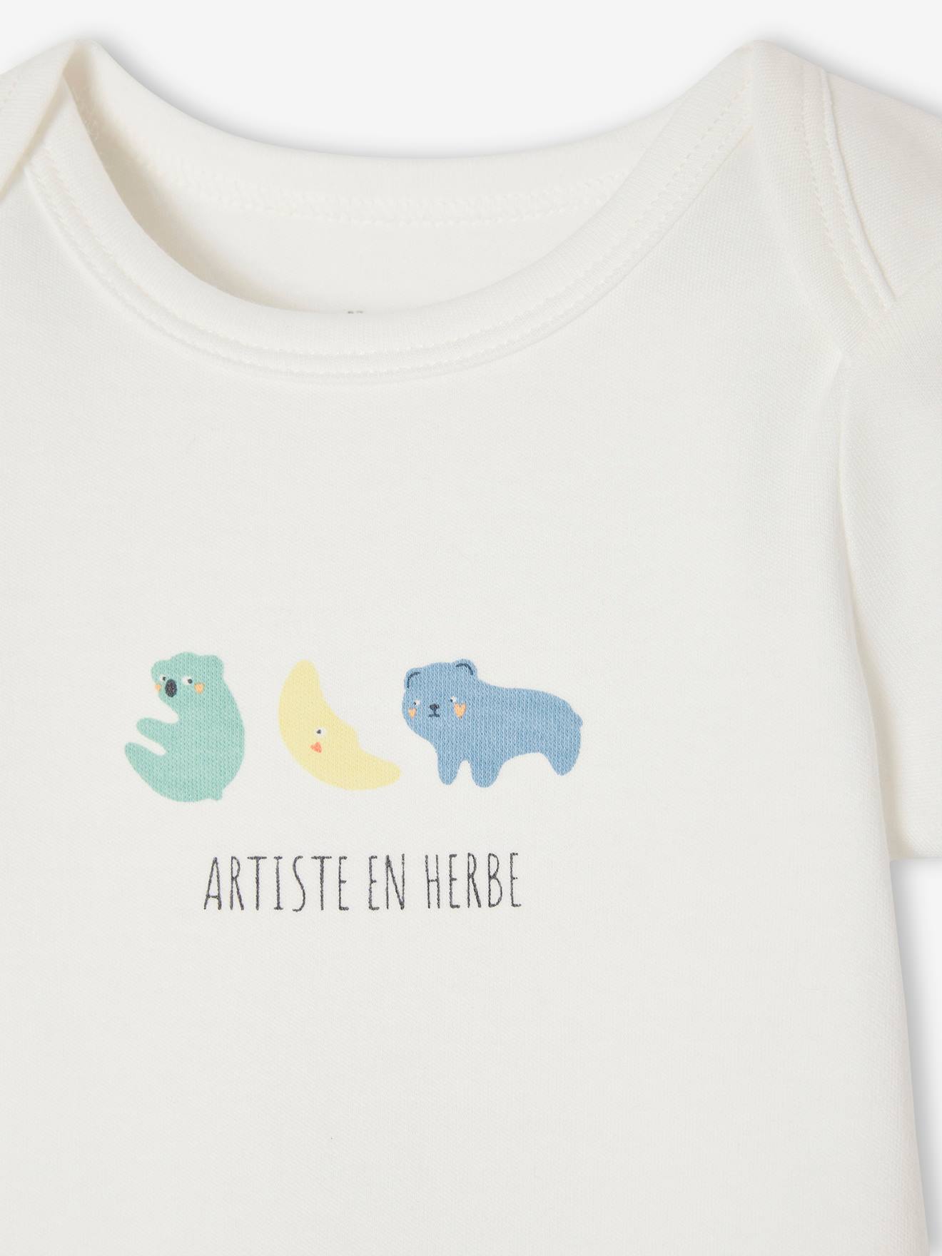 Vertbaudet 3er-Pack mitwachsende Baby Schlupfbodys, Bio-Baumwolle Oeko-Tex - pack hellblau künstler