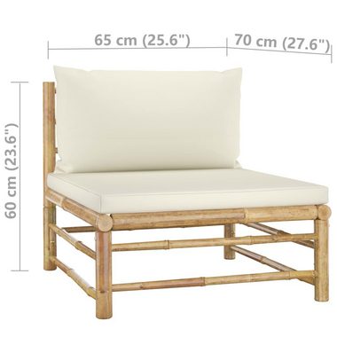 vidaXL Loungesofa 2-tlg. Garten-Lounge-Set mit Kissen Cremeweiß Bambus, 1 Teile