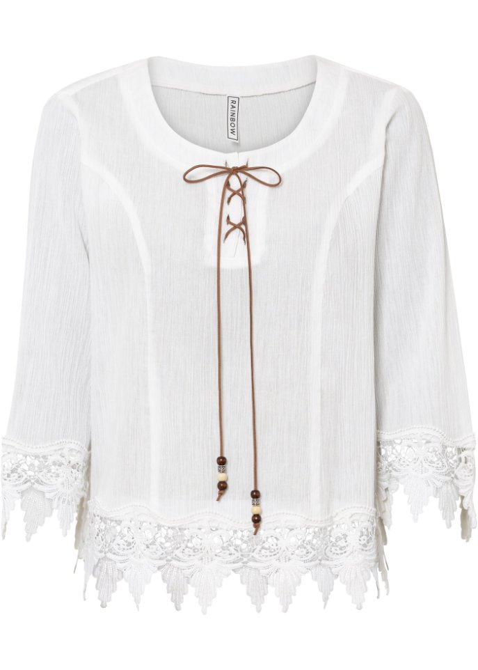 Bluse mit Schnürung und Spitzendetails