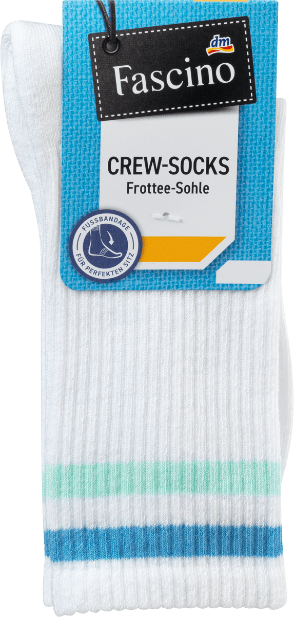 Crew Socken mit Ringeln, weiß & grün, Gr. 39-42, 1 St