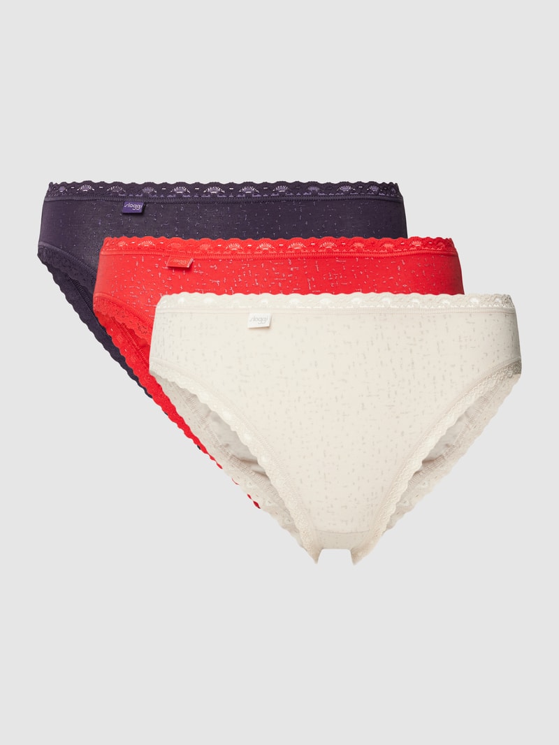 Slip mit Strukturmuster im 3er-Pack in rot