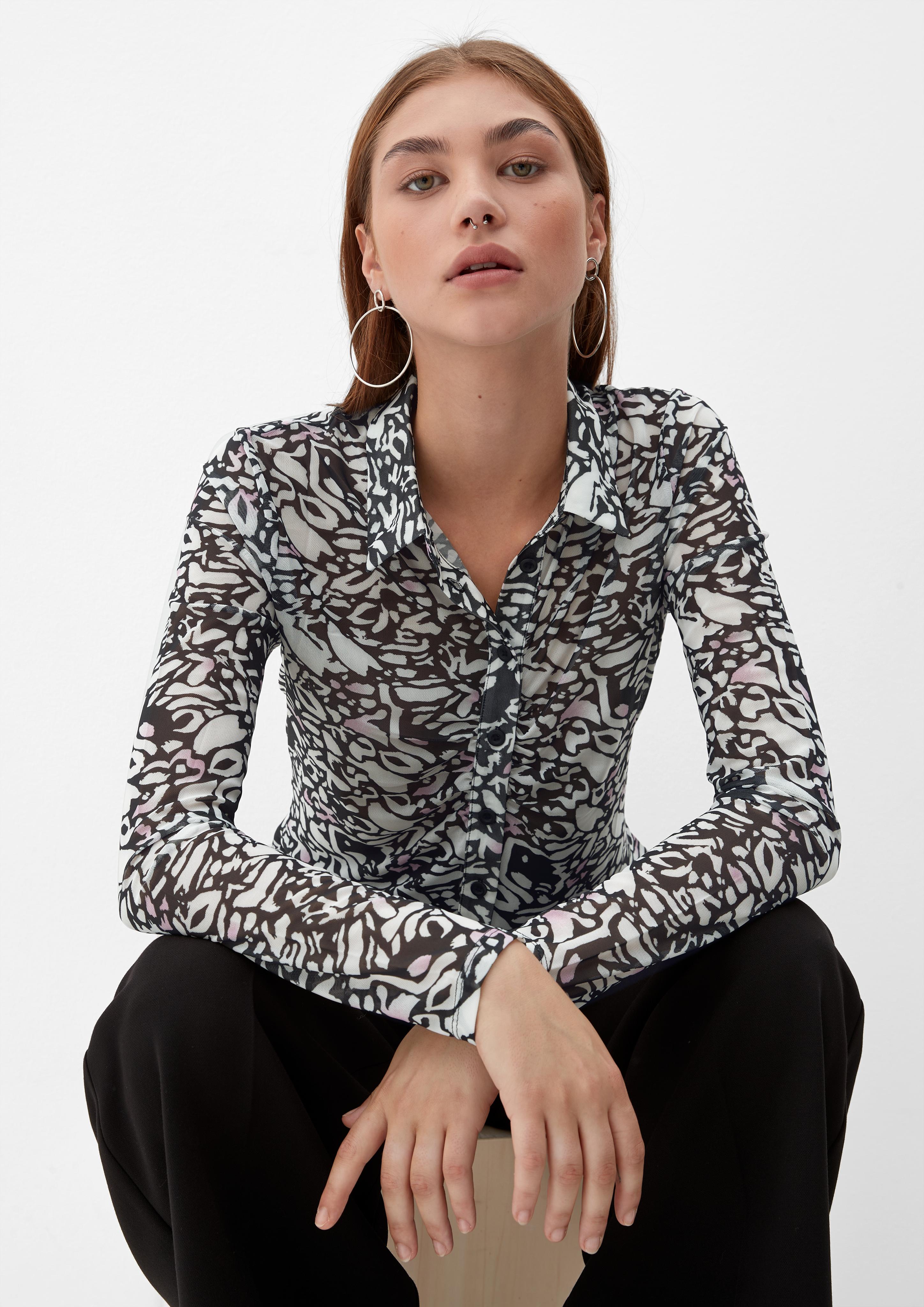 Meshbluse mit Alloverprint  2117716-99A0
