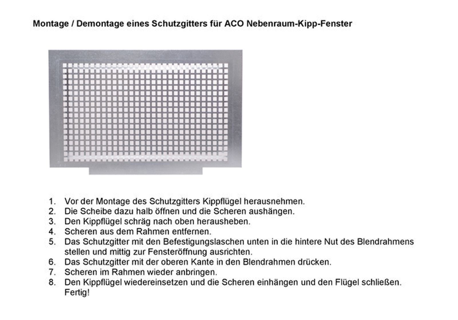 ACO Severin Ahlmann GmbH & Co. KG Kellerfenster ACO 60x50cm Schutzgitter 82802 für ACO Kippfenster Gitter Kellerfenster Laubschutz Fenster