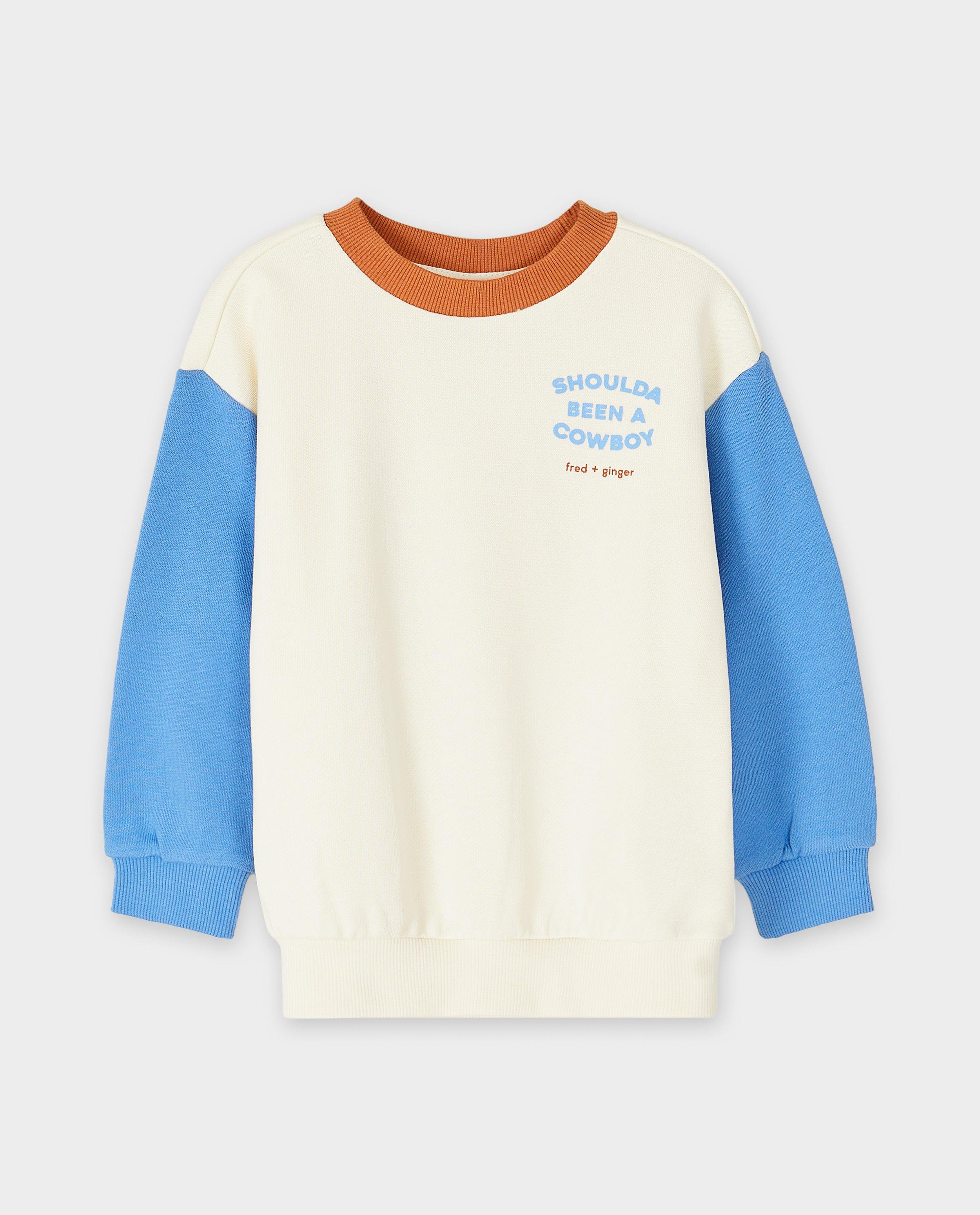 Pulover Fred + Ginger cu blocuri de culoare, unisex, 92-128 alb