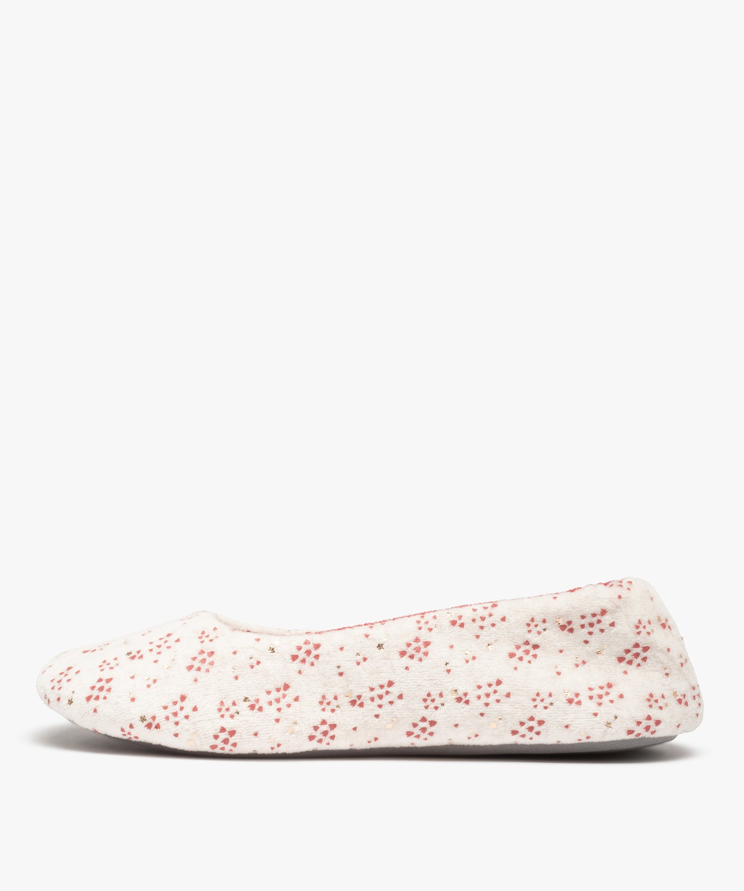 Pantoufles femme ballerines en velours imprimé - Dim beige | GEMO