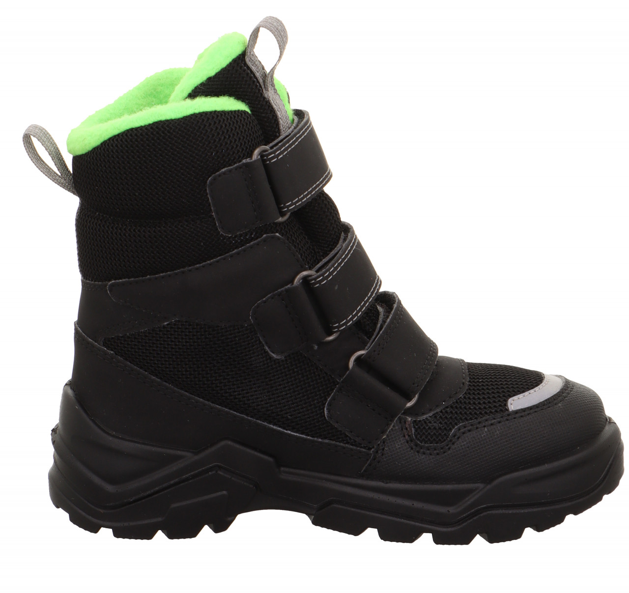 SNOW MAX - Schwarz/Grün Stiefel mit Klettverschluss