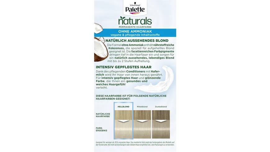 PALETTE NATURALS Permanente Haarfarbe Farbaufheller 10-2 - aschblond