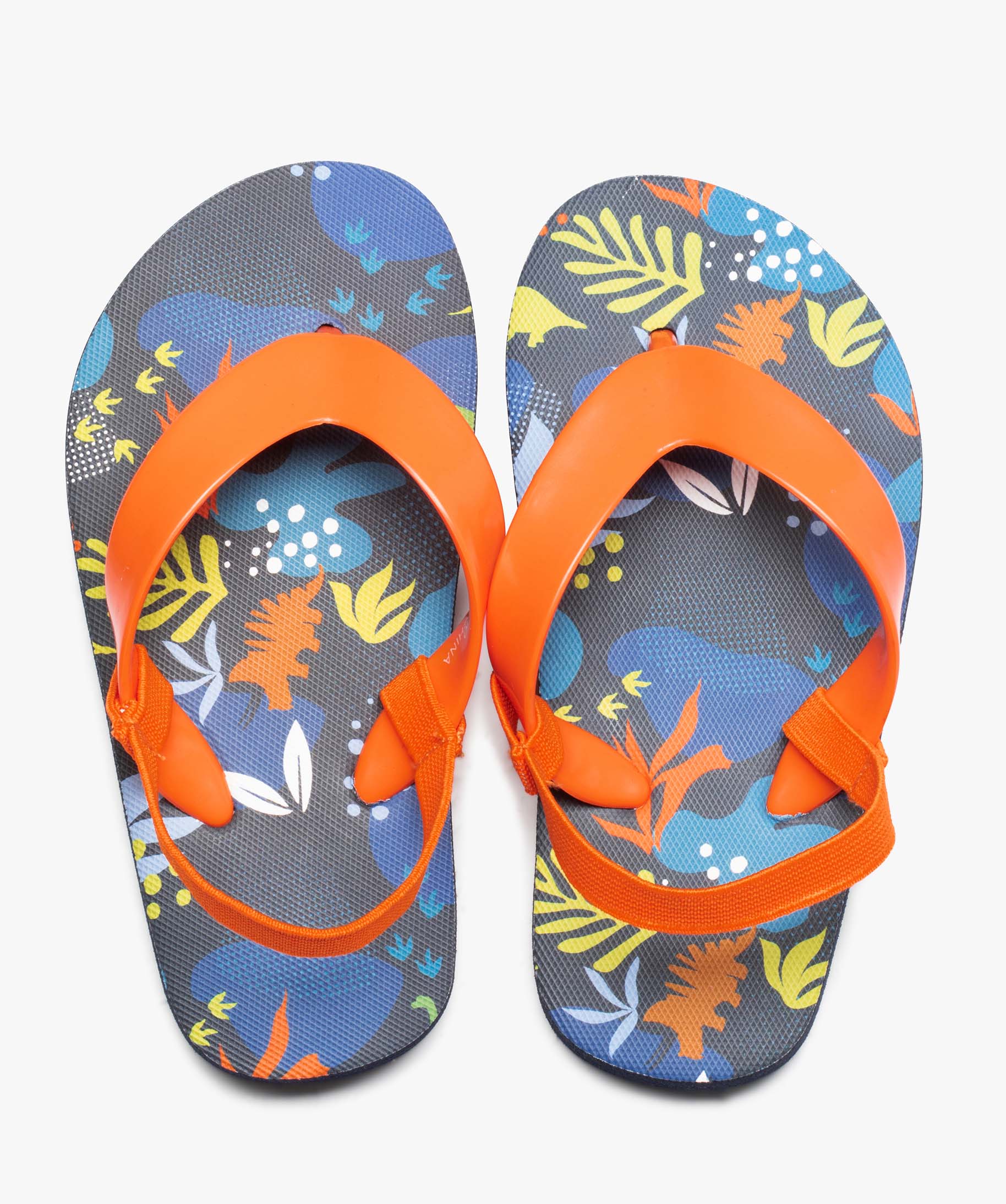 Tongs Garçon à larges brides et semelle imprimée océan bleu | GEMO