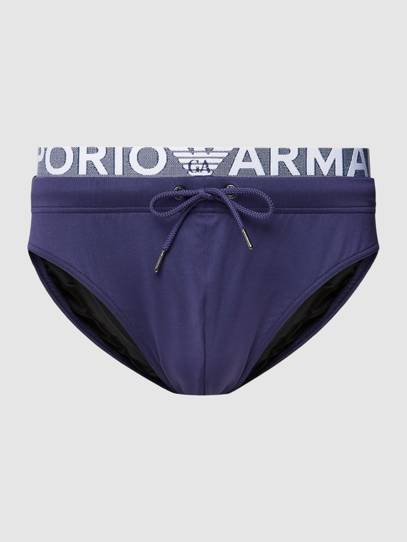 Badehose mit elastischem Logo-Bund in dunkelblau