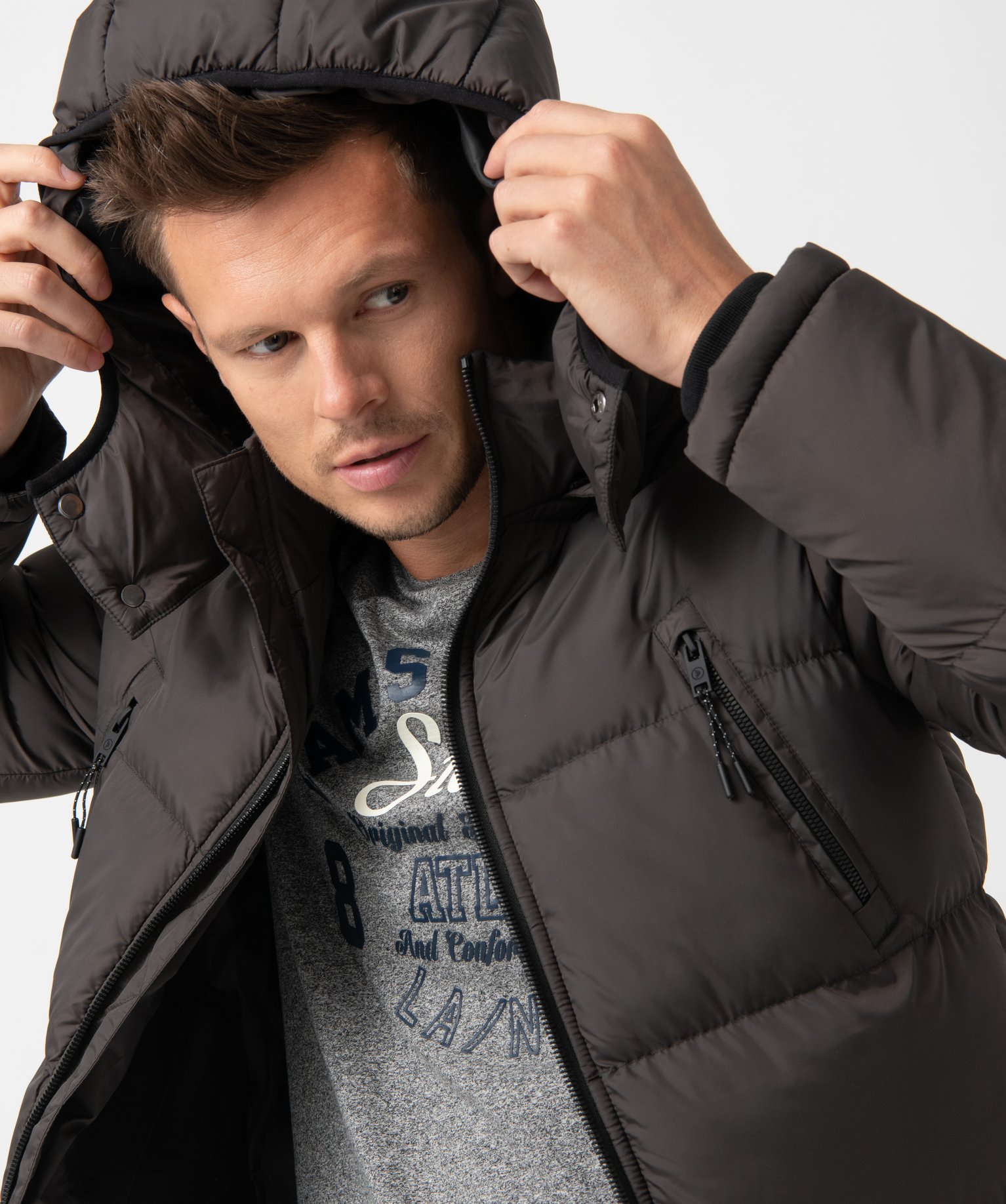 Parka homme multipoche à capuche amovible kaki | GEMO