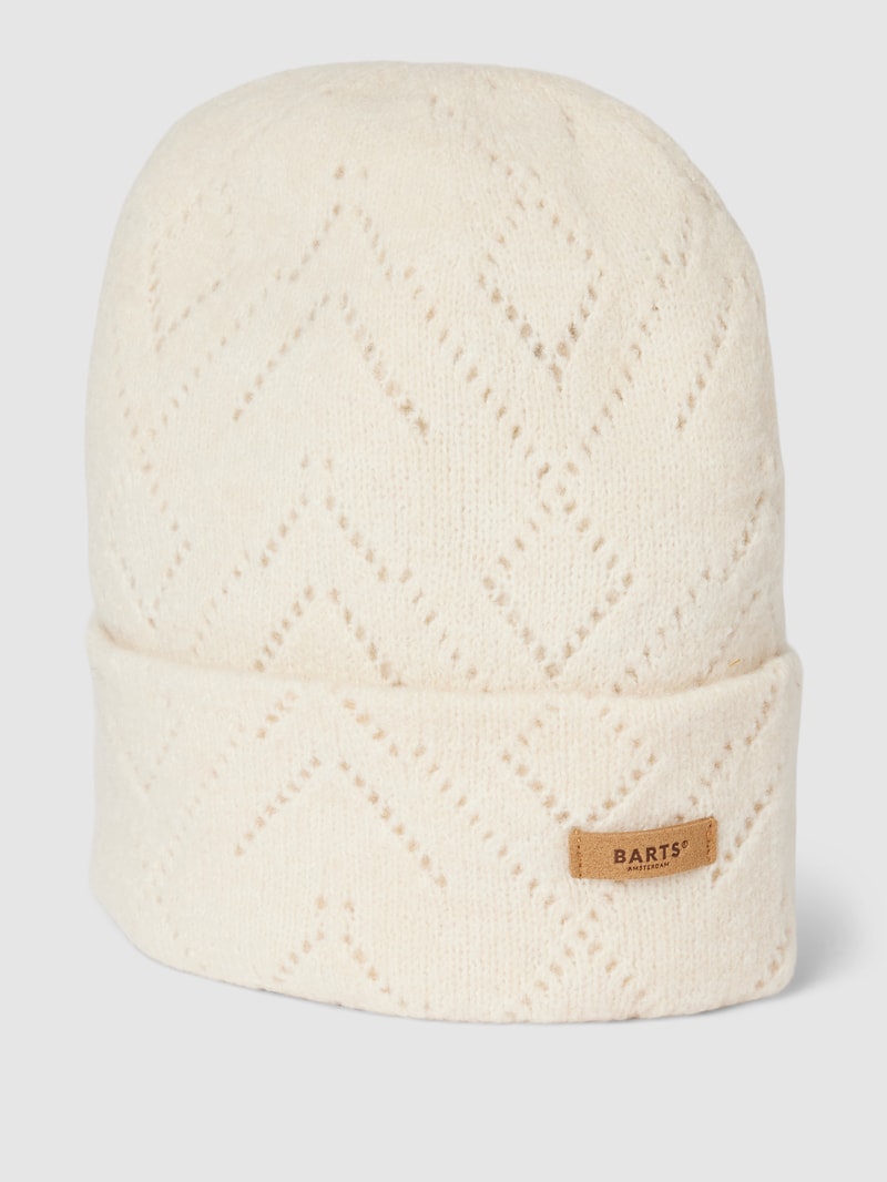 Beanie mit Label-Detail Modell 'Bridgey' in offwhite