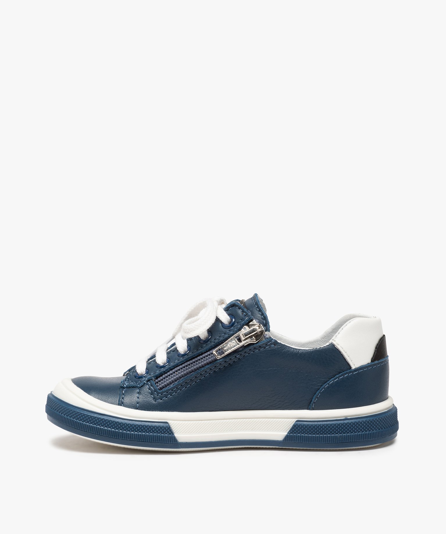 Baskets Garçon zippées en cuir détails fluo - Bopy marine | GEMO