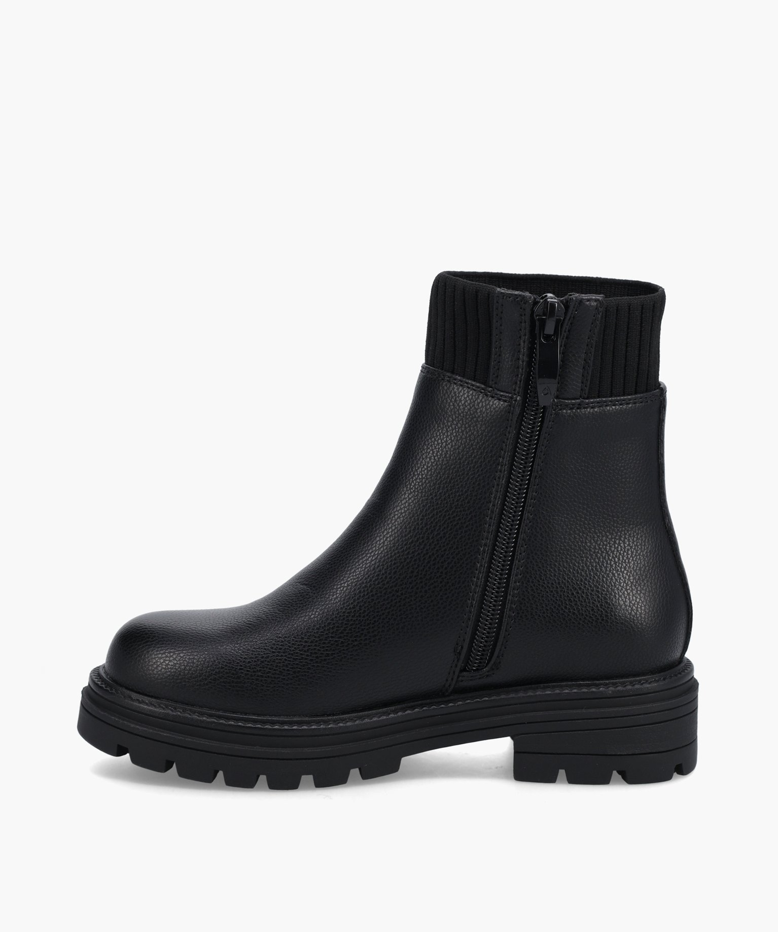 Boots fille unies à col chaussette et semelle crantée noir | GEMO
