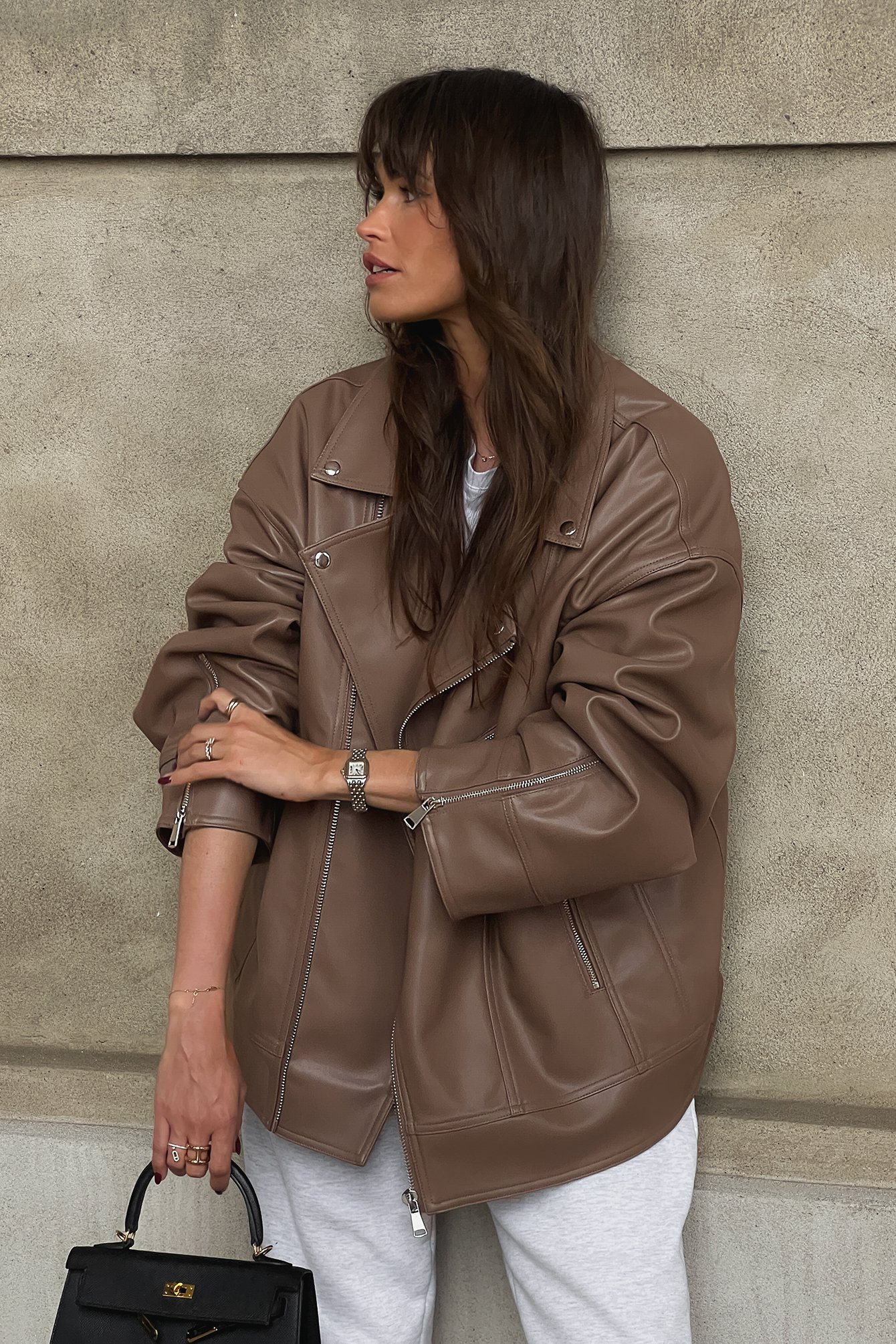 Übergroße PU-Jacke