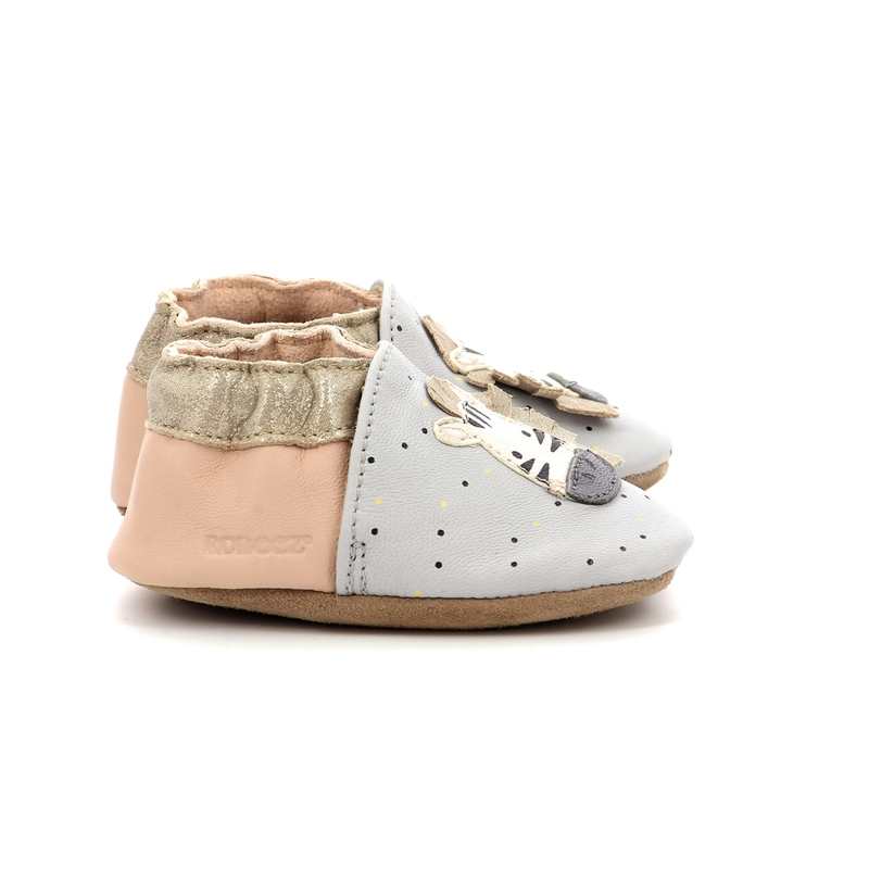 Chaussons cuir tannage vegetal Cute Zebra