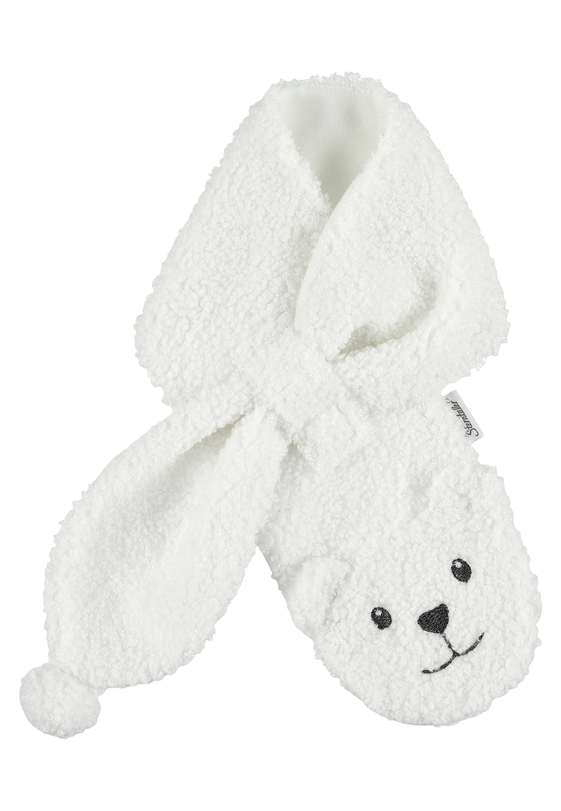 Kinderschal aus Teddyplüsch mit Tiergesicht Eisbär
