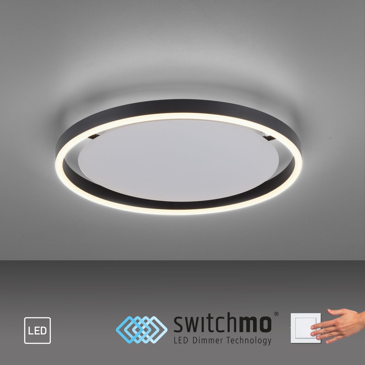 JUST LIGHT JUST LIGHT. LED Deckenleuchte RITUS, rund, 3-Stufen Dimmer, 3000Kelvin,  Innenleuchte, IP20