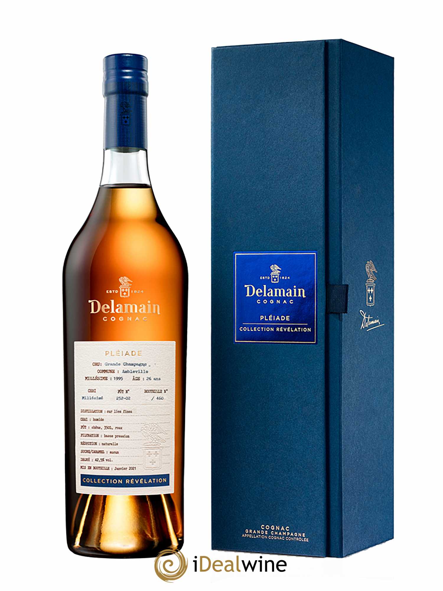 Cognac Delamain Grande Champagne Pléiade Révélation Ambleville (70cl) 1995 - Lot de 1 Bouteille