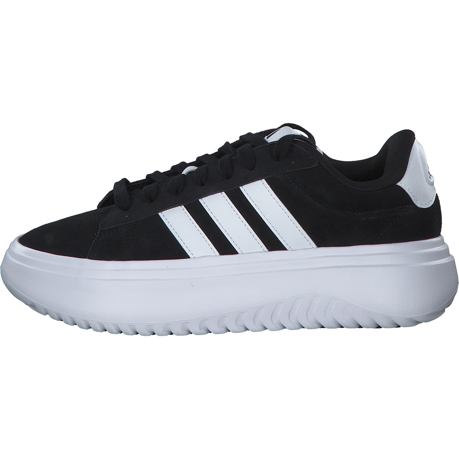 Adidas Grand Court Platform Suede, Schnürschuhe, Damen, Schwarz