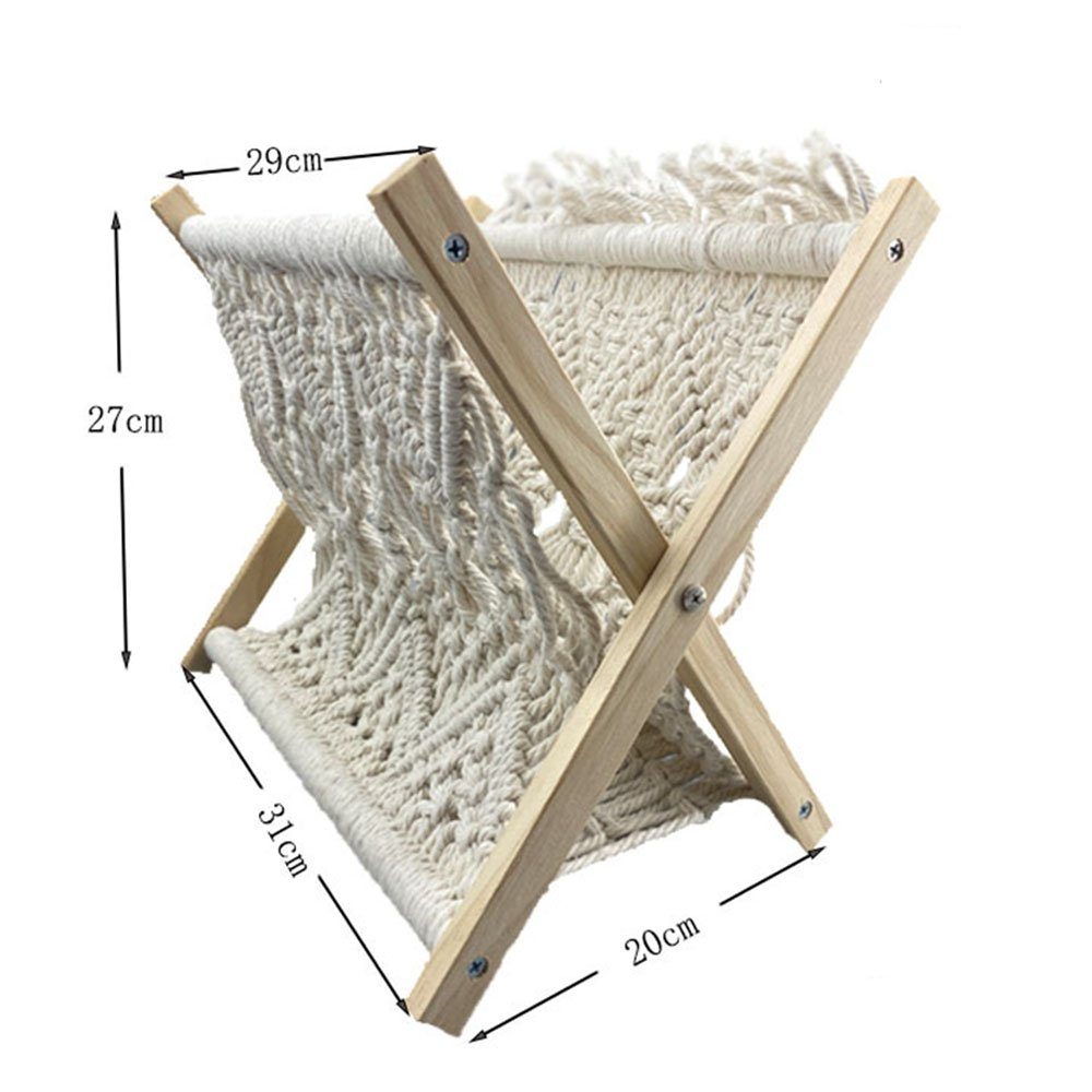 KOMIRO Zeitungsständer Zeitungsständer Boho Zeitungskorb, Holz + Baumwollseil, Für Wohnzimmer