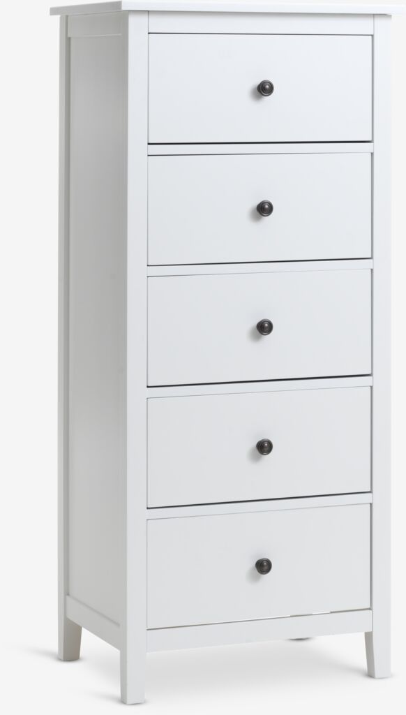 NORDBY Cômoda NORDBY, 5 gavetas, branca