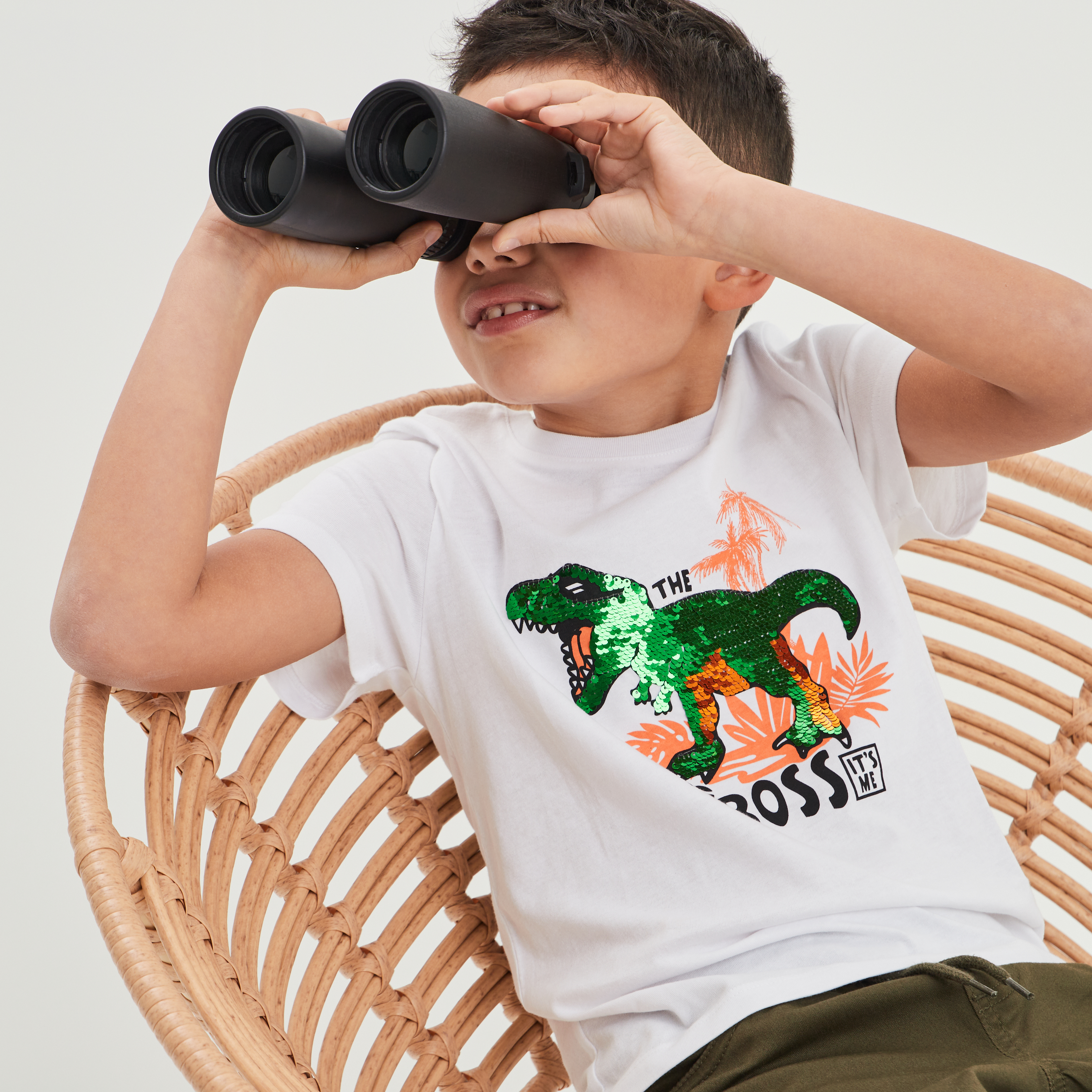 T-shirt manches courtes sequins blanc garçon | La Halle