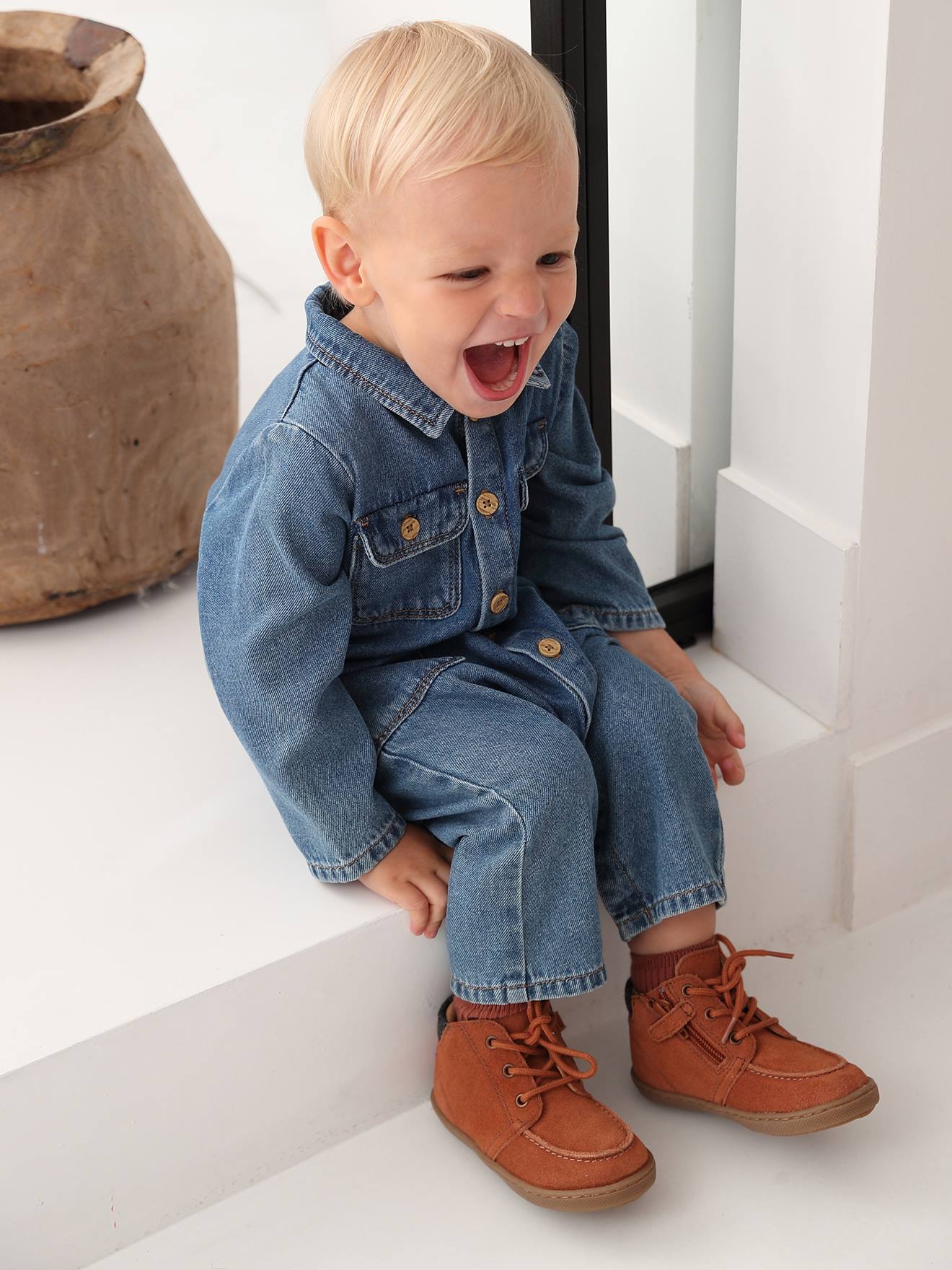 Vertbaudet Baby Jeans-Overall - blue stone