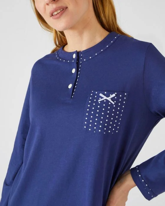 Pyjama-tunique en pur coton peigné, manches longues