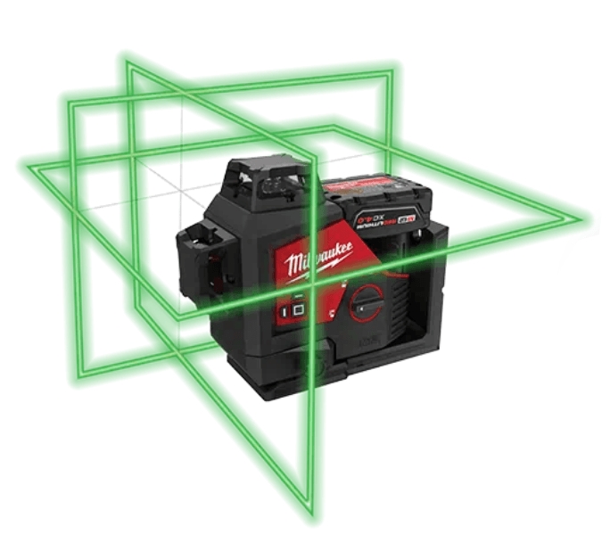 Milwaukee 4933478102 M12 3PL-401C Krysslinjelaser med 3 grønne 360° lasersirkler 12V 4,0Ah Li-ion