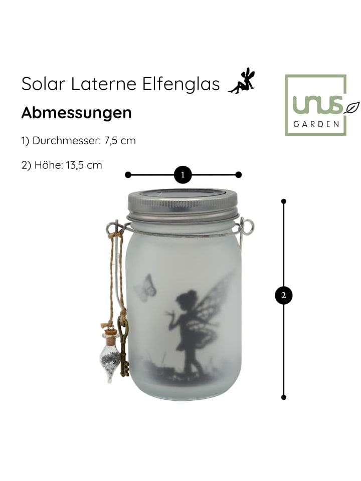UNUS LED Solarleuchte Feenglas Schmetterlingsfee in Weiß günstig kaufen
