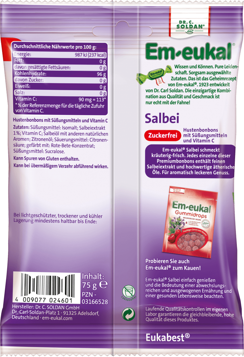 Bonbon, Salbei, zuckerfrei, 75 g
